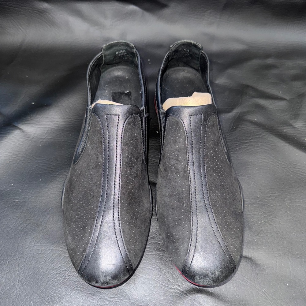 Nike‎ Air Slip On Loafers Black Suede Leather Perforated Driving Shoes 8.5AA